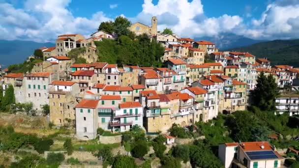 Vista Aérea Bajardo Provincia Imperia Liguria Italia — Vídeo de stock