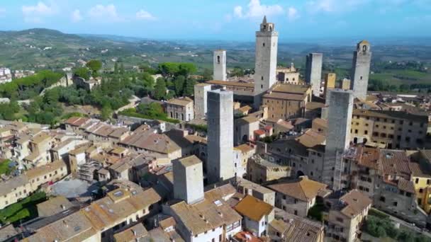 Αεροφωτογραφία Του San Gimignano Στην Τοσκάνη Της Ιταλίας Μνημείο Παγκόσμιας — Αρχείο Βίντεο