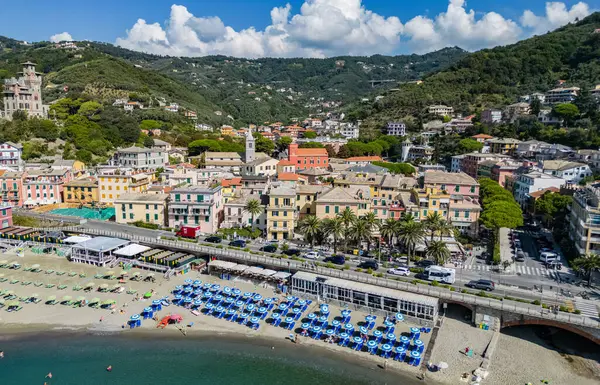 Veduta Aerea Moneglia Località Turistica Della Riviera Levante Liguria Ital — Foto Stock