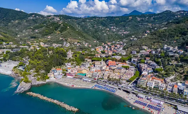 Veduta Aerea Moneglia Località Turistica Della Riviera Levante Liguria Ital — Foto Stock