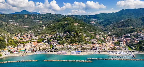 Αεροφωτογραφία Της Moneglia Ένα Τουριστικό Θέρετρο Στη Riviera Levante Liguria — Φωτογραφία Αρχείου