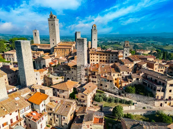 Vista Aérea San Gimignano Uma Cidade Medieval Murada Província Siena — Fotografia de Stock