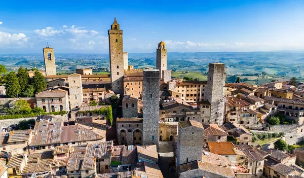 Vista Aérea San Gimignano Uma Cidade Medieval Murada Província Siena — Fotografia de Stock