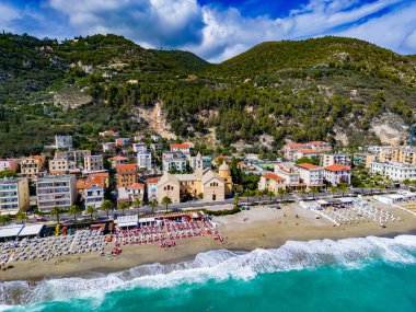 Aerial view of Varigotti on the Italian Riviera in the province of Savona, Liguria, Italy clipart