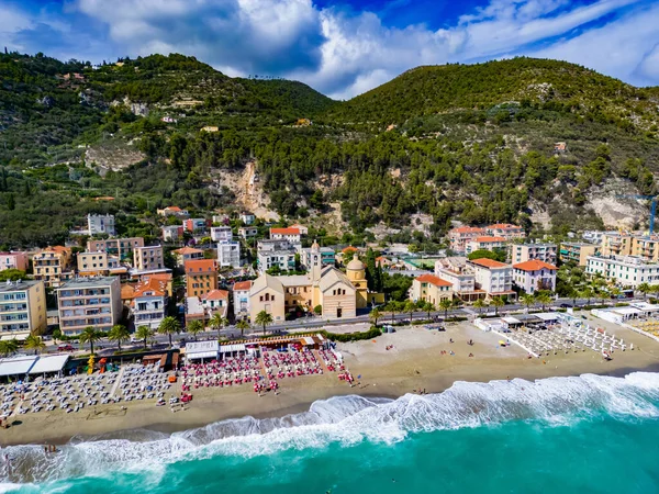 stock image Aerial view of Varigotti on the Italian Riviera in the province of Savona, Liguria, Italy