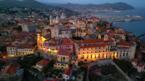 Vista Aérea Porto Maurizio Riviera Italiana Provincia Imperia Liguria Italia — Vídeos de Stock