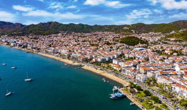 Marmaris 'in Mugla ilindeki hava manzarası, Türkiye.