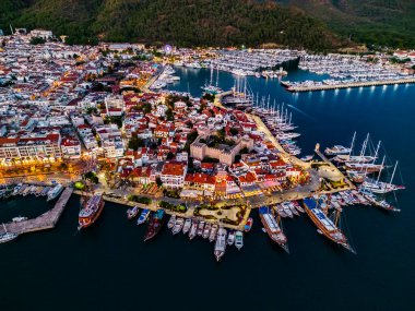 Marmaris 'in Mugla ilindeki hava manzarası, Türkiye.