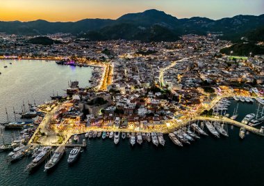 Marmaris 'in Mugla ilindeki hava manzarası, Türkiye.