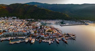 Marmaris 'in Mugla ilindeki hava manzarası, Türkiye.