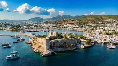 Türkiye 'nin Mugla ilindeki Bodrum' un hava manzarası.