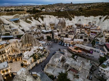Kapadokya 'nın Nevsehir ilindeki Goreme' in hava görüntüsü.