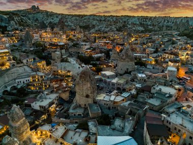 Kapadokya 'nın Nevsehir ilindeki Goreme' in hava görüntüsü.