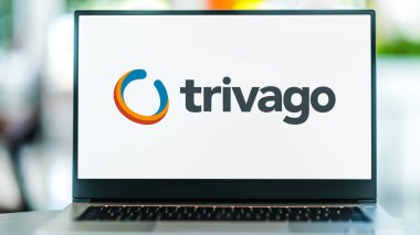 POZNAN, POL - MAY 1, 2021: Laptop computer displaying logo of Trivago, a technology company specializing in internet-related services and products in the hotel, lodging and metasearch fields