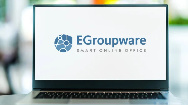 Poznan Pol Dic 2021 Computadora Portátil Que Muestra Logotipo Egroupware —  Fotos de Stock