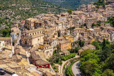 Ragusa 'nın Val di Noto' daki görüntüsü, Güney Sicilya, İtalya