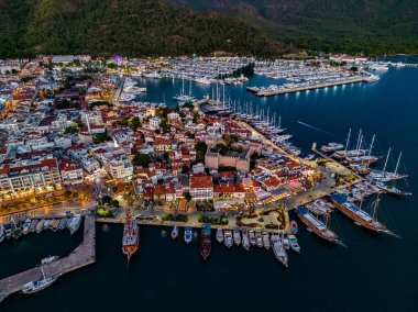 Marmaris 'in Mugla ilindeki hava manzarası, Türkiye.