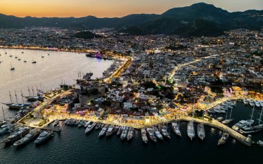 Marmaris 'in Mugla ilindeki hava manzarası, Türkiye.
