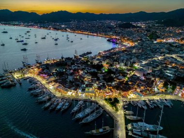 Marmaris 'in Mugla ilindeki hava manzarası, Türkiye.