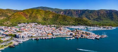 Marmaris 'in Mugla ilindeki hava manzarası, Türkiye.