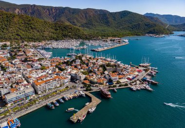 Marmaris 'in Mugla ilindeki hava manzarası, Türkiye.