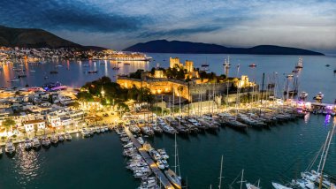 Türkiye 'nin Mugla ilindeki Bodrum' un hava manzarası.