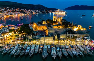 Türkiye 'nin Mugla ilindeki Bodrum' un hava manzarası.