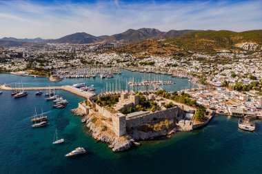 Türkiye 'nin Mugla ilindeki Bodrum' un hava manzarası.