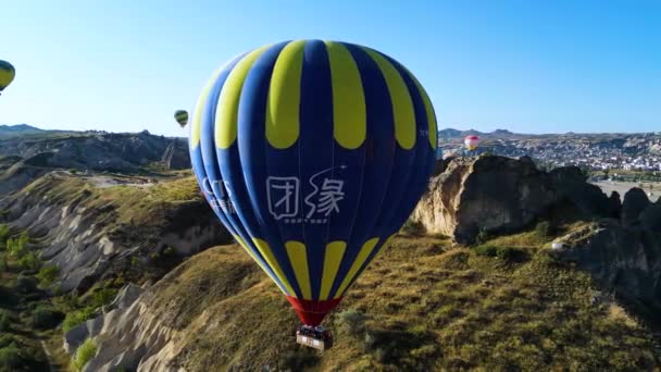 Goreme Tur Oct 2023 Horkovzdušný Balón Národním Parku Goreme Kappadokii — Stock video