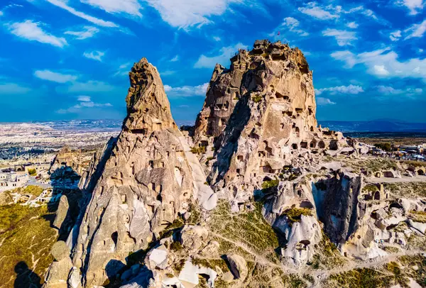 Widok Zamek Uchisar Prowincji Nevsehir Kapadocji Turcja — Zdjęcie stockowe