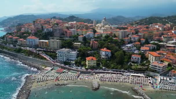 Veduta Aerea Porto Maurizio Sulla Riviera Italiana Provincia Imperia Liguria — Video Stock