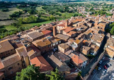 Torrita di Siena 'nın havadan görünüşü, İtalya' nın Tuscany eyaletinde bir komündür.