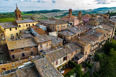 Torrita di Siena 'nın havadan görünüşü, İtalya' nın Tuscany eyaletinde bir komündür.