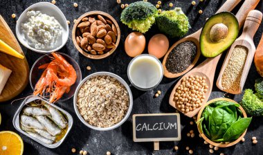 Kalsiyum açısından zengin gıda ürünleriyle bileşim.