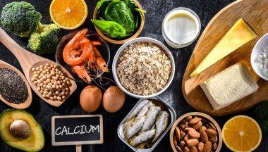 Kalsiyum açısından zengin gıda ürünleriyle bileşim.