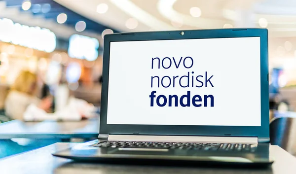 Poznan Pol Dec 2023 Komputer Laptopie Logo Fundacji Novo Nordisk — Zdjęcie stockowe