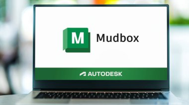 POZNAN, POL - 24 DEC 2023: Autodesk Mudbox 'ın logosunu gösteren dizüstü bilgisayar, tescilli bir bilgisayar tabanlı 3D heykel ve boyama aracı