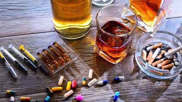 アルコール タバコ及び薬物を含む添加物 — ストック動画