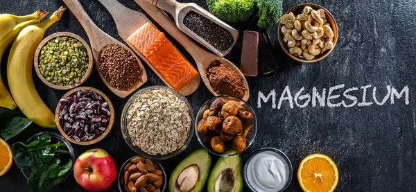 Zusammensetzung Mit Magnesiumreichen Nahrungsmitteln — Stockfoto