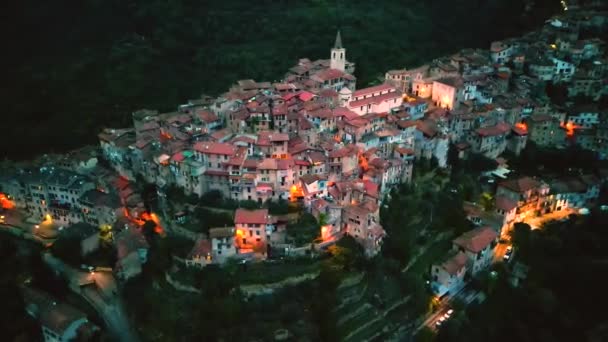 Flygfoto Över Apricale Provinsen Imperia Ligurien Italien — Stockvideo