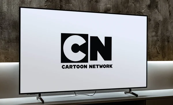 Poznan Pol Dec 2023 Telewizor Płaskim Ekranem Logo Cartoon Network — Zdjęcie stockowe