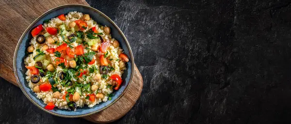 Plate Couscous Served Vegetables Chickpeas — Stock Photo, Image