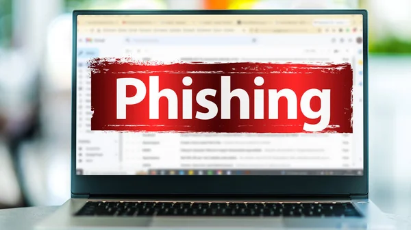 Laptop Computer Displaying Sign Phishing Internet Email Site — Stock Photo, Image