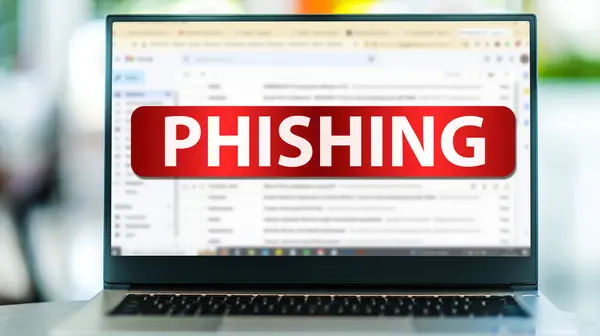 Laptop Computer Displaying Sign Phishing Internet Email Site — Stock Photo, Image
