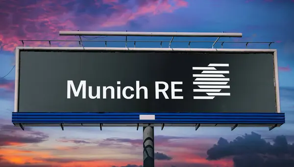 Poznan Pol Jan 2024 Advertisement Billboard Displaying Logo Munich Group — Stock Photo, Image