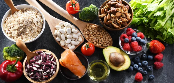 Kolesterol Gıda Ürünlerini Düşürüyor Yüksek Yoğunluklu Lipoprotein Diyet Seviyeleri Artıyor — Stok fotoğraf