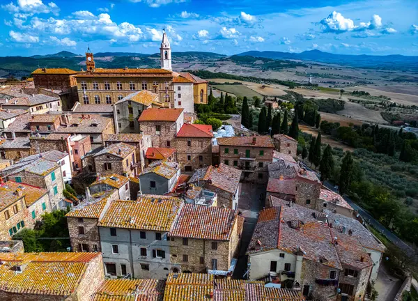 Vista Aérea Pienza Una Ciudad Provincia Siena Toscana Región Histórica — Foto de Stock