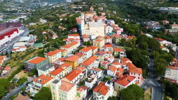 Vista Aérea Bussana Riviera Italiana Provincia Imperia Liguria Italia — Vídeos de Stock