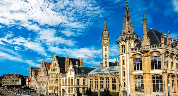 Ghent Belgium Aug 2022 Gent Történelmi Belvárosának Építészete Belgium Flamand Stock Kép