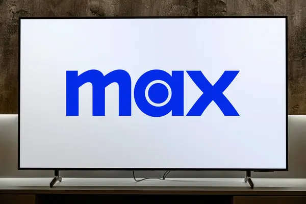 Познан Пол Мар 2024 Телевизор Плоским Экраном Логотипом Max Американского — стоковое фото